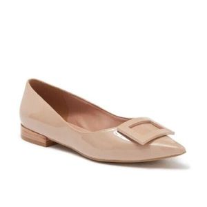 Lines Paolo Nessa Pointed Toe patent leather flats in Desert Sands color